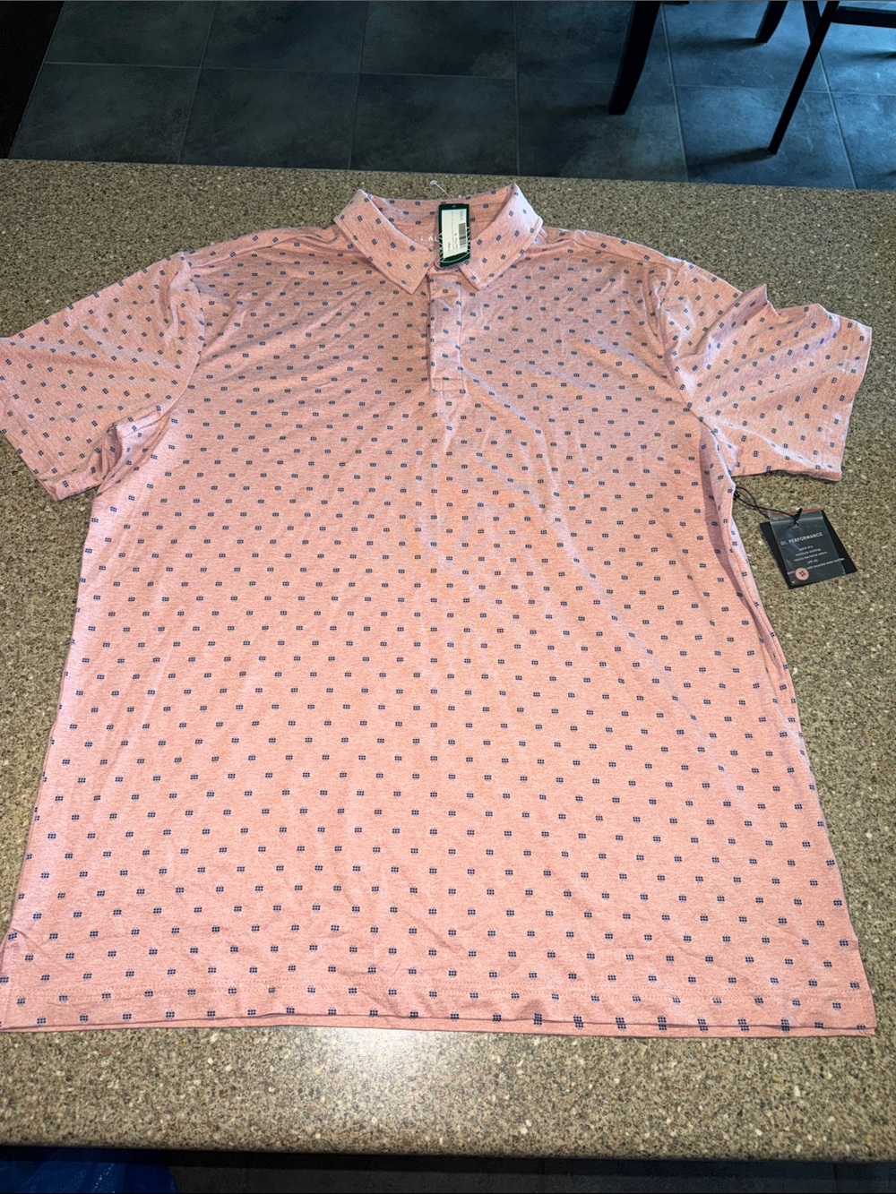 01.Algo Classic Men's Pink Micro-Print Polo